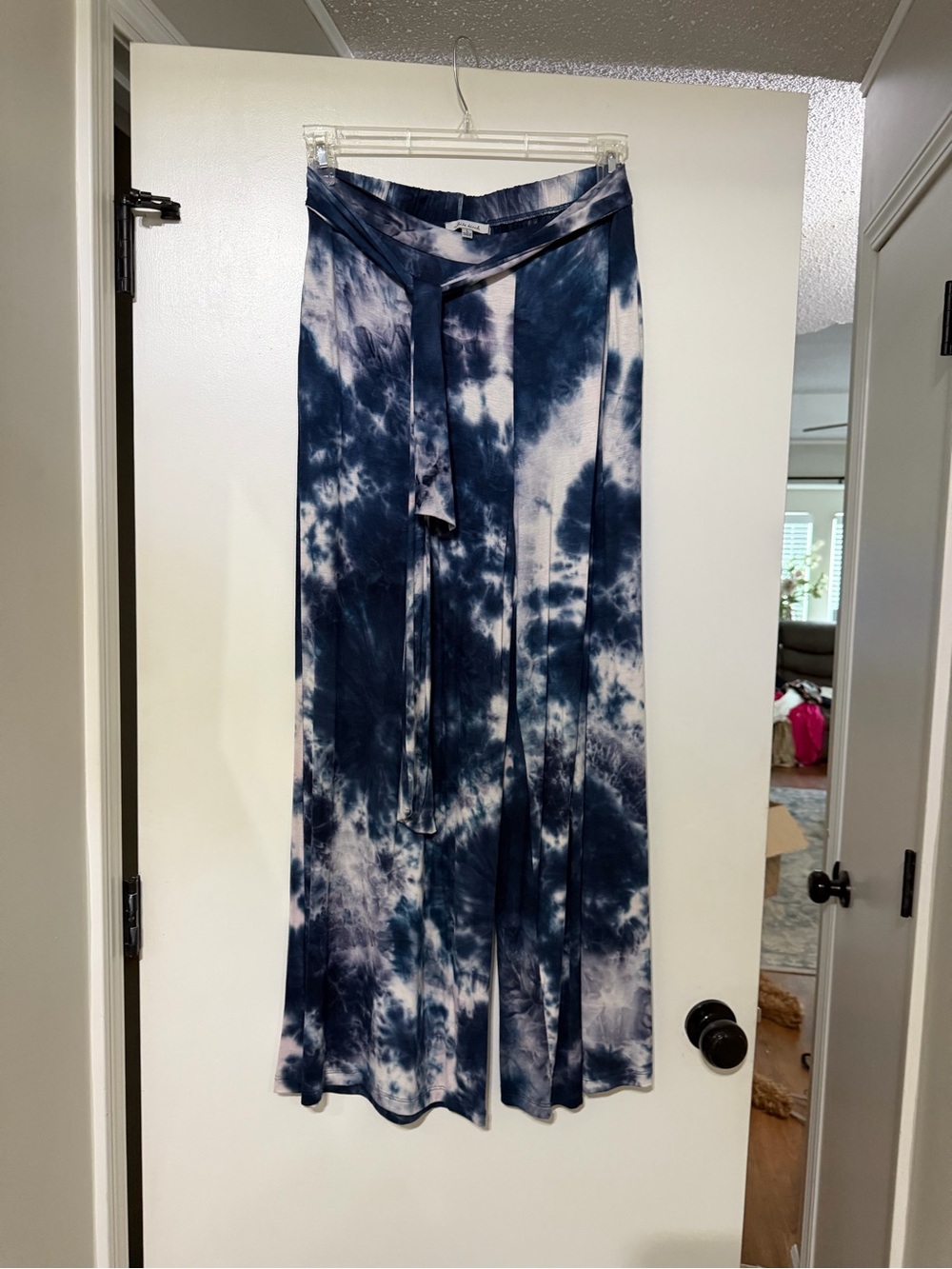 White Birch Tie-Dye Navy and White Maxi Skirt with Waist Tie